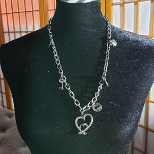 Gunmetal charm necklace